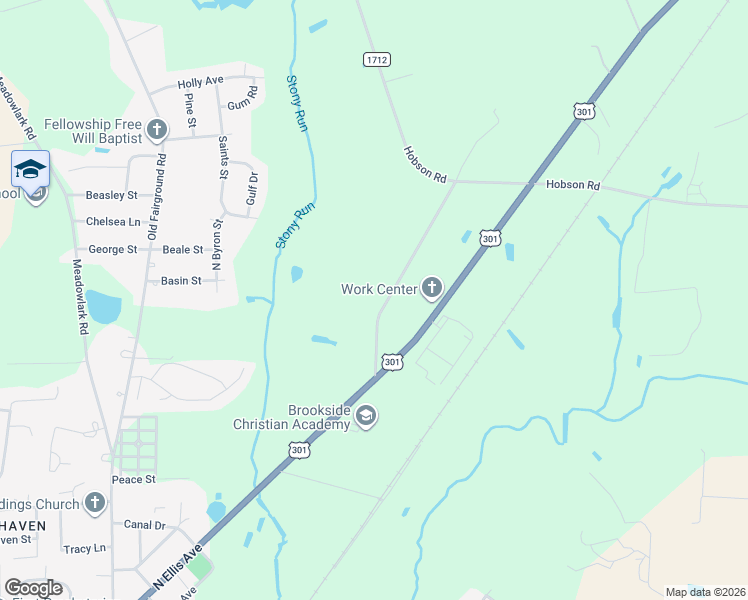 map of restaurants, bars, coffee shops, grocery stores, and more near 137 Jernigan Road in Dunn