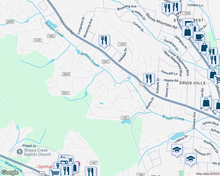 map of restaurants, bars, coffee shops, grocery stores, and more near 103 White Oak Drive in Hendersonville