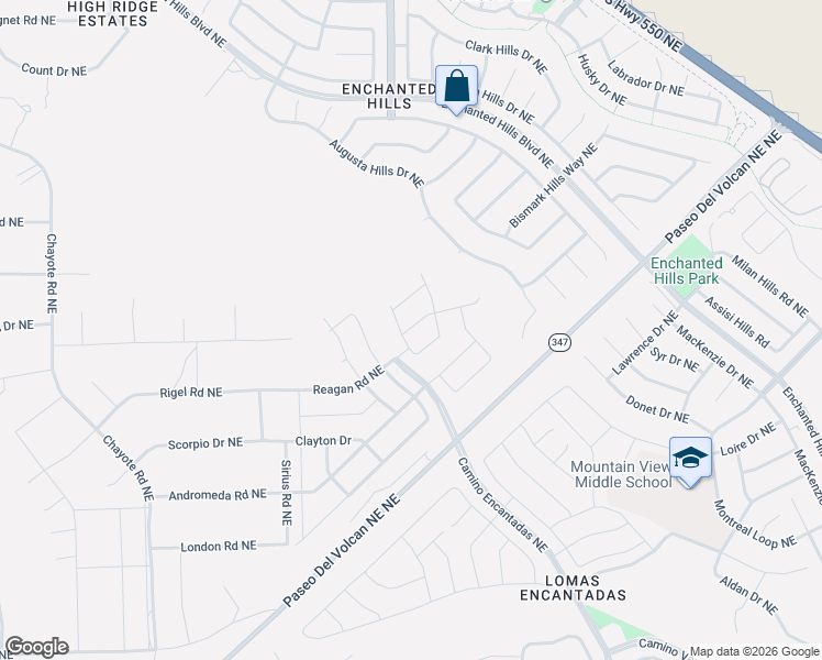 map of restaurants, bars, coffee shops, grocery stores, and more near Zodiac Drive Northeast in Rio Rancho