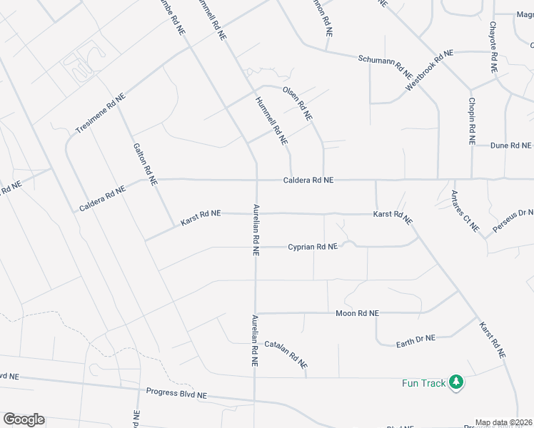 map of restaurants, bars, coffee shops, grocery stores, and more near Karst Road Northeast in Rio Rancho