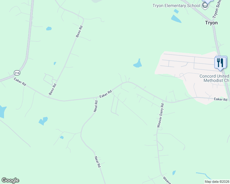 map of restaurants, bars, coffee shops, grocery stores, and more near 375 Eaker Road in Bessemer City