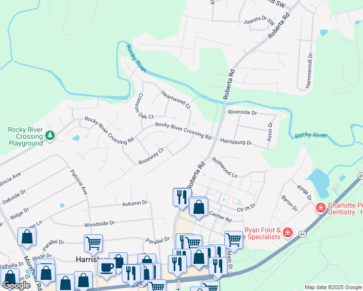 map of restaurants, bars, coffee shops, grocery stores, and more near 6046 Creekview Court in Harrisburg