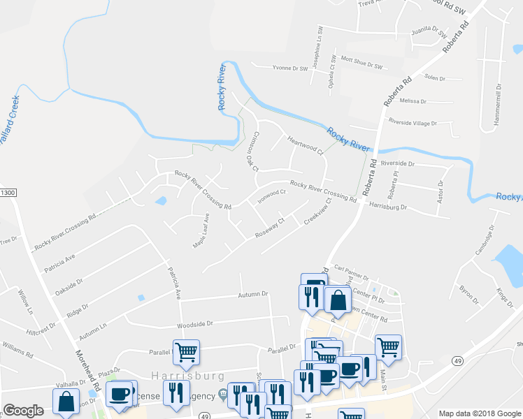 map of restaurants, bars, coffee shops, grocery stores, and more near 4524 Sedgewood Lane in Harrisburg