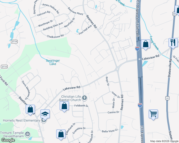 map of restaurants, bars, coffee shops, grocery stores, and more near in Charlotte