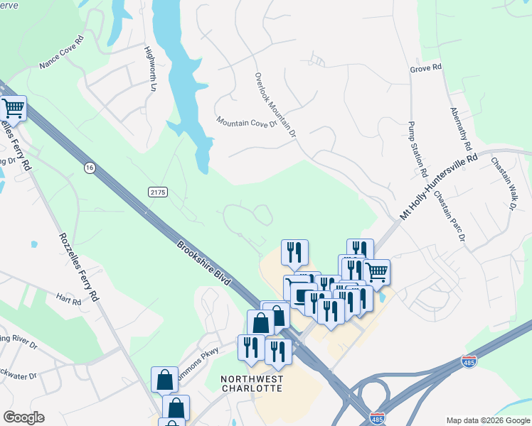 map of restaurants, bars, coffee shops, grocery stores, and more near 5232 Polo Gate Boulevard in Charlotte