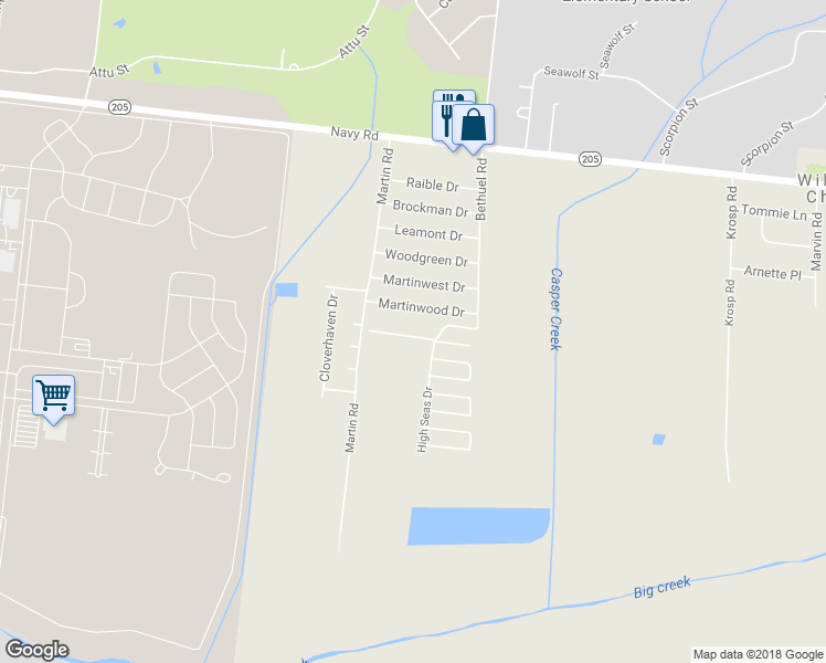 map of restaurants, bars, coffee shops, grocery stores, and more near 6312 Dawn Haven Drive in Millington