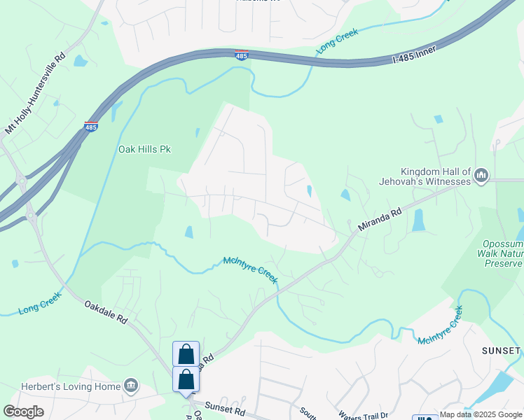 map of restaurants, bars, coffee shops, grocery stores, and more near 2022 Misty Rose Lane in Charlotte