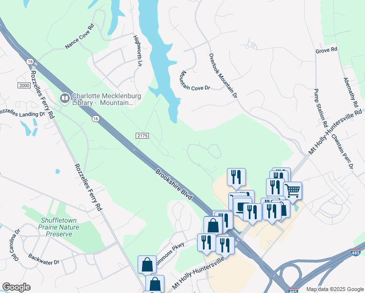 map of restaurants, bars, coffee shops, grocery stores, and more near 4829 Polo Gate Boulevard in Charlotte