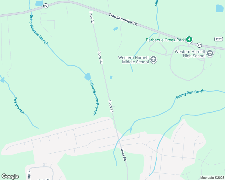 map of restaurants, bars, coffee shops, grocery stores, and more near 669 Docs Road in Lillington
