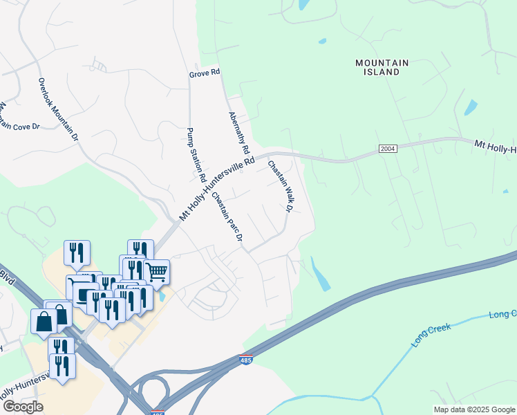map of restaurants, bars, coffee shops, grocery stores, and more near 9939 Gray Dove Ct in Charlotte