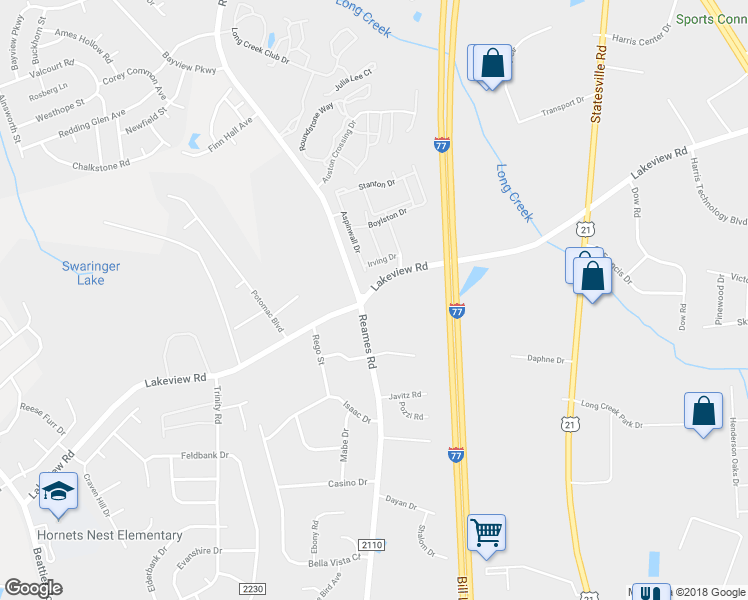 map of restaurants, bars, coffee shops, grocery stores, and more near 5232 Lakeview Road in Charlotte