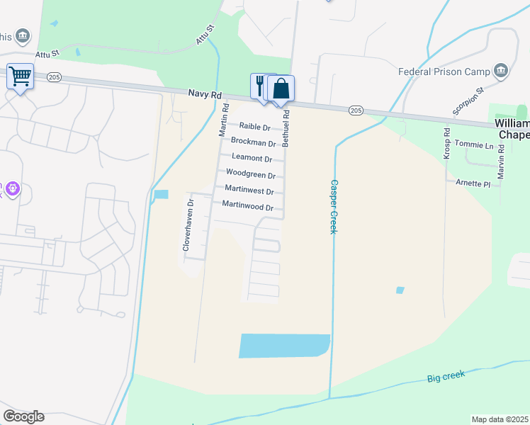 map of restaurants, bars, coffee shops, grocery stores, and more near 6357 Martinwood Drive in Millington
