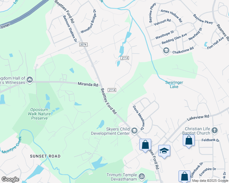 map of restaurants, bars, coffee shops, grocery stores, and more near 4100 McClure Road in Charlotte