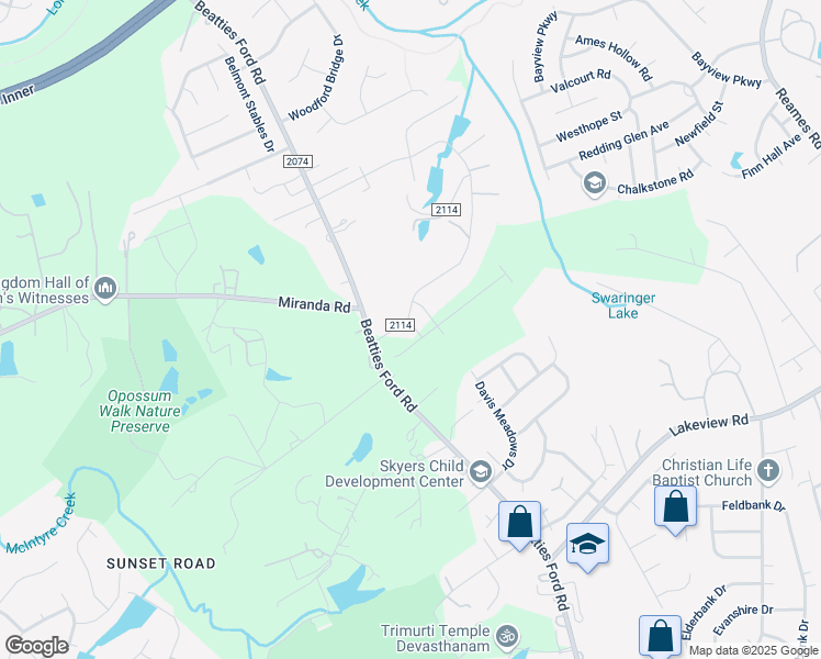 map of restaurants, bars, coffee shops, grocery stores, and more near 4100 McClure Road in Charlotte
