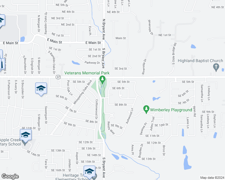 map of restaurants, bars, coffee shops, grocery stores, and more near 2004 Southeast 6th Street in Moore