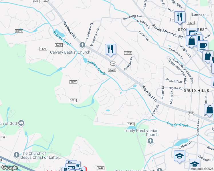 map of restaurants, bars, coffee shops, grocery stores, and more near 104 Spanish Oak Lane in Hendersonville