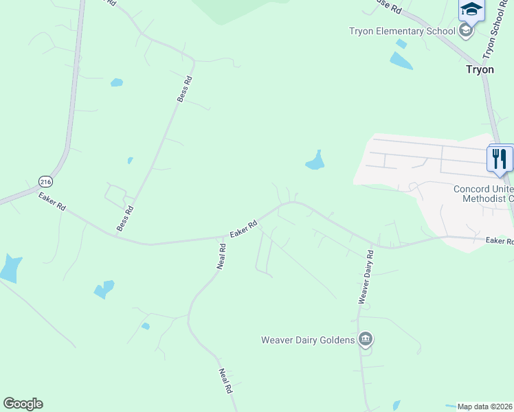 map of restaurants, bars, coffee shops, grocery stores, and more near 375 Eaker Road in Bessemer City