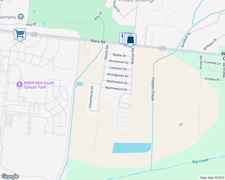 map of restaurants, bars, coffee shops, grocery stores, and more near 6311 Martinwood Drive in Millington