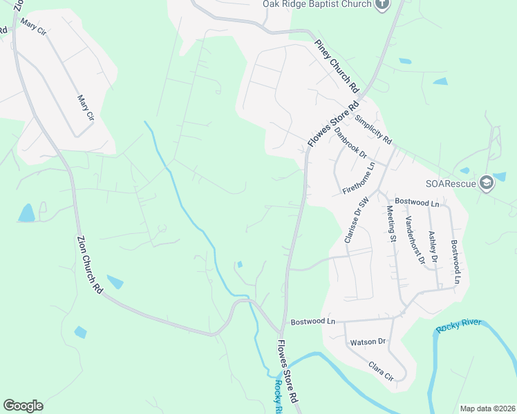 map of restaurants, bars, coffee shops, grocery stores, and more near 6042 Flowes Store Road in Concord