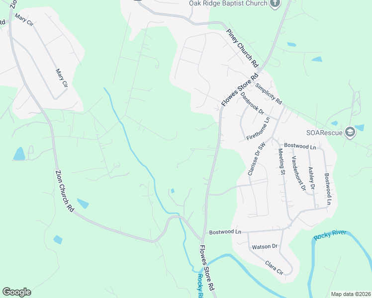 map of restaurants, bars, coffee shops, grocery stores, and more near 6042 Flowes Store Road in Concord