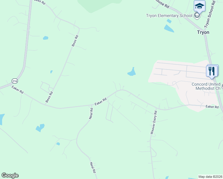 map of restaurants, bars, coffee shops, grocery stores, and more near 375 Eaker Road in Bessemer City