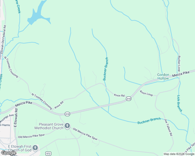 map of restaurants, bars, coffee shops, grocery stores, and more near 191 County Road 490 in Etowah