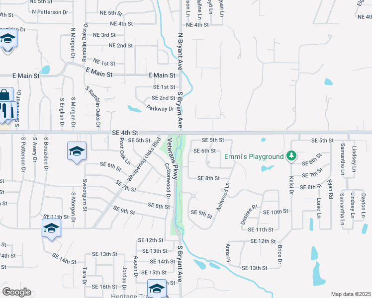 map of restaurants, bars, coffee shops, grocery stores, and more near 701 Beechwood Way in Moore