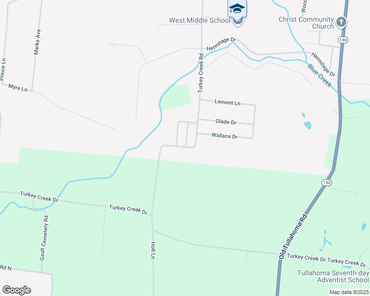 map of restaurants, bars, coffee shops, grocery stores, and more near 701 Turkey Creek Rd in Tullahoma