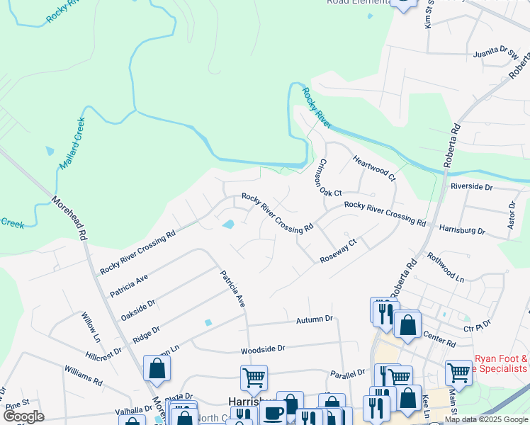 map of restaurants, bars, coffee shops, grocery stores, and more near 6104 The Meadows Lane in Harrisburg