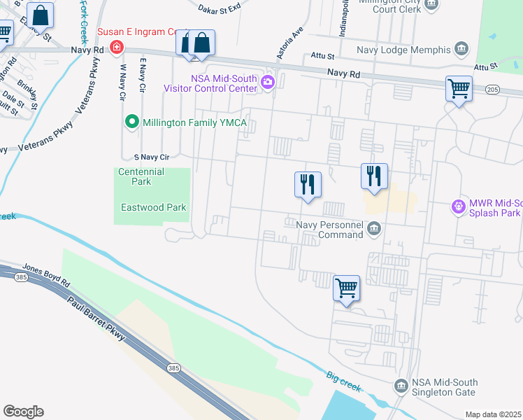 map of restaurants, bars, coffee shops, grocery stores, and more near Wasp Avenue in Millington