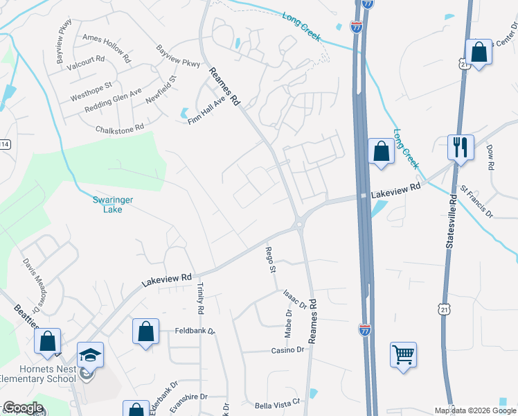 map of restaurants, bars, coffee shops, grocery stores, and more near 5103 Shah Circle in Charlotte