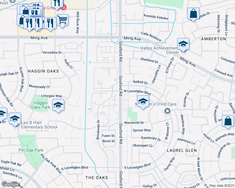 map of restaurants, bars, coffee shops, grocery stores, and more near in Bakersfield