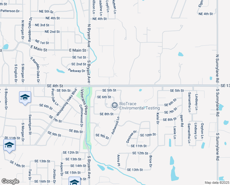 map of restaurants, bars, coffee shops, grocery stores, and more near 2212 Southeast 5th Street in Moore