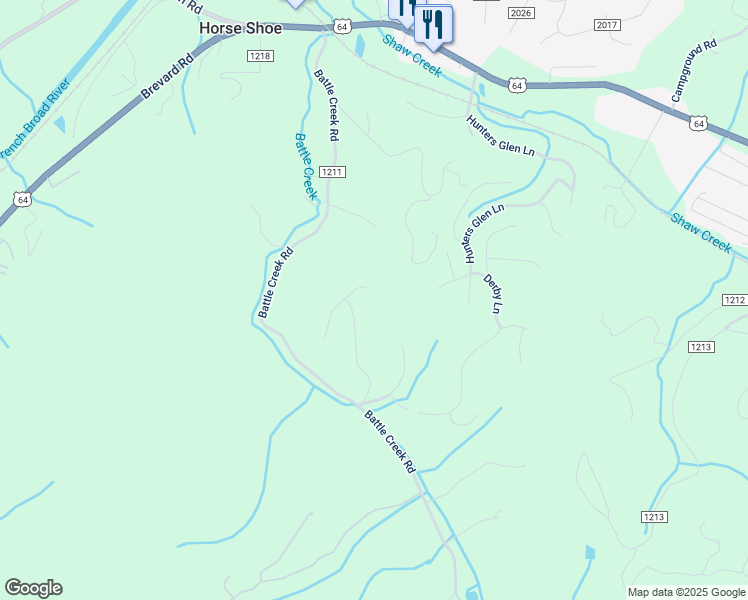 map of restaurants, bars, coffee shops, grocery stores, and more near 45 Laurel Way East in Horse Shoe