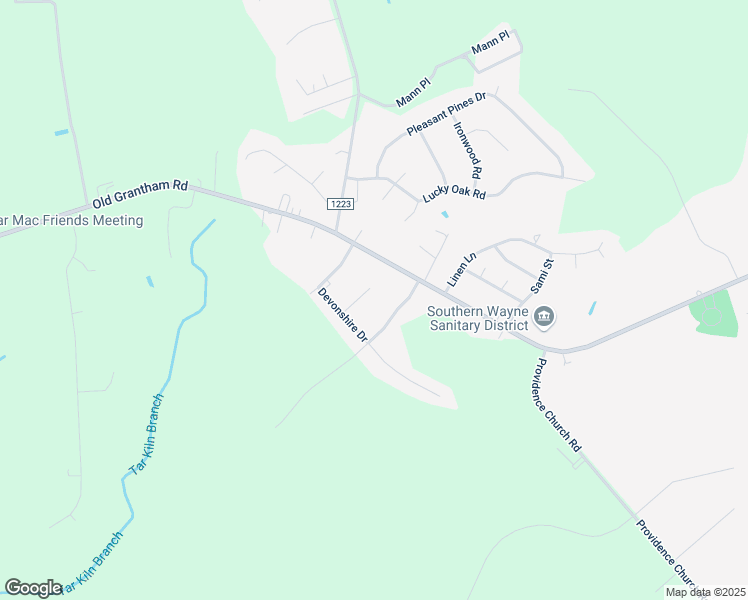 map of restaurants, bars, coffee shops, grocery stores, and more near 107 Larchmont Circle in Goldsboro