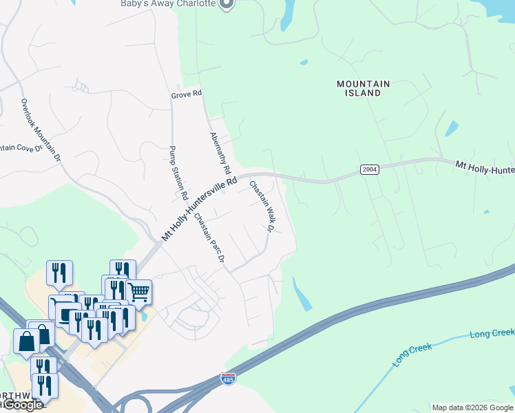 map of restaurants, bars, coffee shops, grocery stores, and more near 4718 Ambridge Drive in Charlotte
