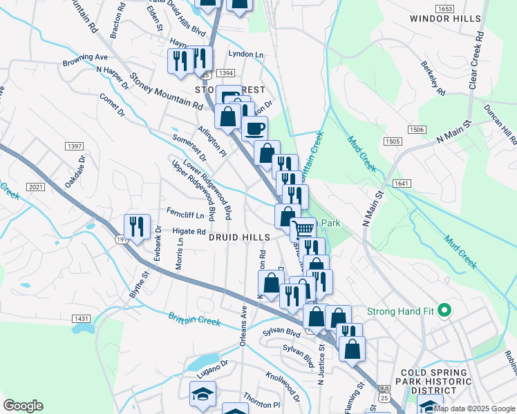 map of restaurants, bars, coffee shops, grocery stores, and more near 1811 Asheville Highway in Hendersonville