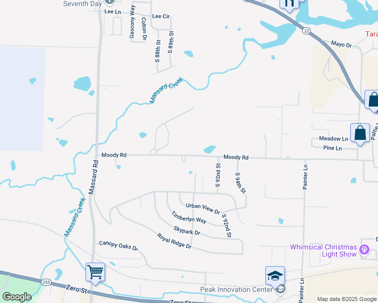 map of restaurants, bars, coffee shops, grocery stores, and more near 8917 Moody Road in Fort Smith