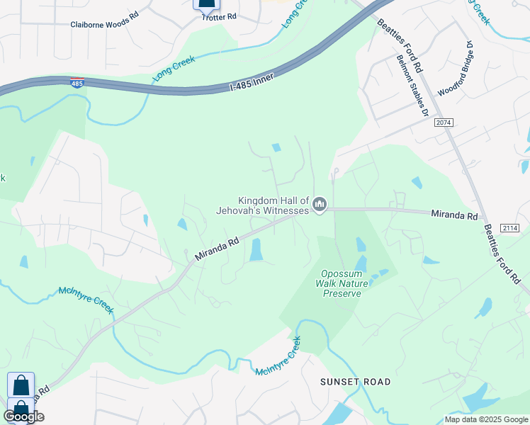 map of restaurants, bars, coffee shops, grocery stores, and more near 3209 Miranda Road in Charlotte