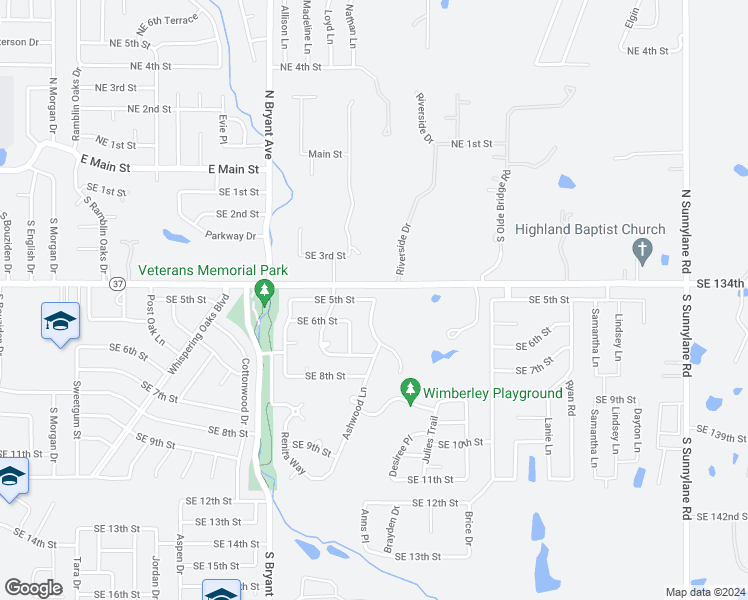 map of restaurants, bars, coffee shops, grocery stores, and more near 2313 Southeast 5th Street in Moore