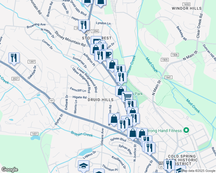 map of restaurants, bars, coffee shops, grocery stores, and more near 1811 Asheville Highway in Hendersonville