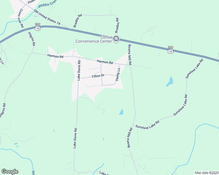 map of restaurants, bars, coffee shops, grocery stores, and more near 213 Vanity Lane in Ellenboro