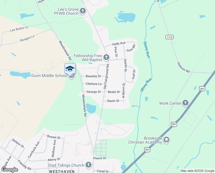 map of restaurants, bars, coffee shops, grocery stores, and more near 1204 Fairground Rd in Dunn