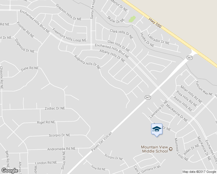 map of restaurants, bars, coffee shops, grocery stores, and more near 6844 Augusta Hills Drive Northeast in Rio Rancho