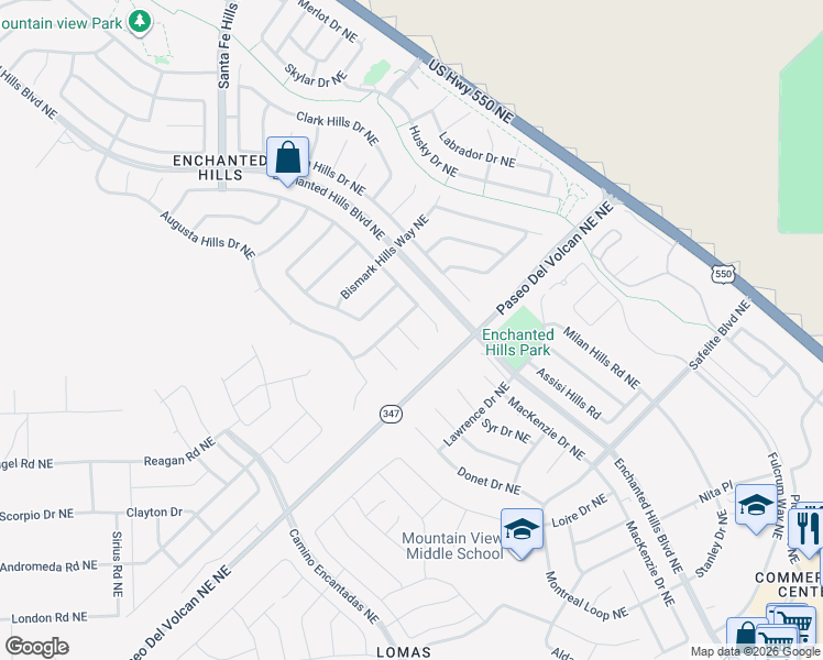 map of restaurants, bars, coffee shops, grocery stores, and more near 7001 Christopher Court Northeast in Rio Rancho