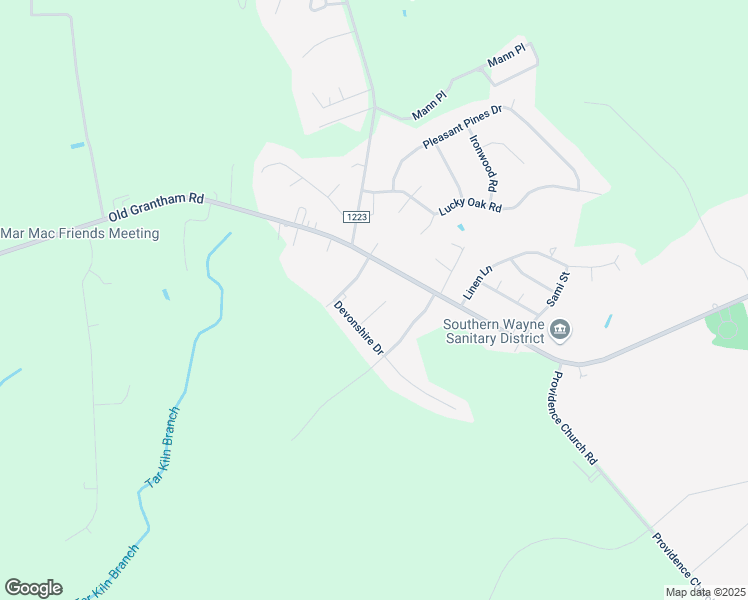map of restaurants, bars, coffee shops, grocery stores, and more near 107 Larchmont Circle in Goldsboro