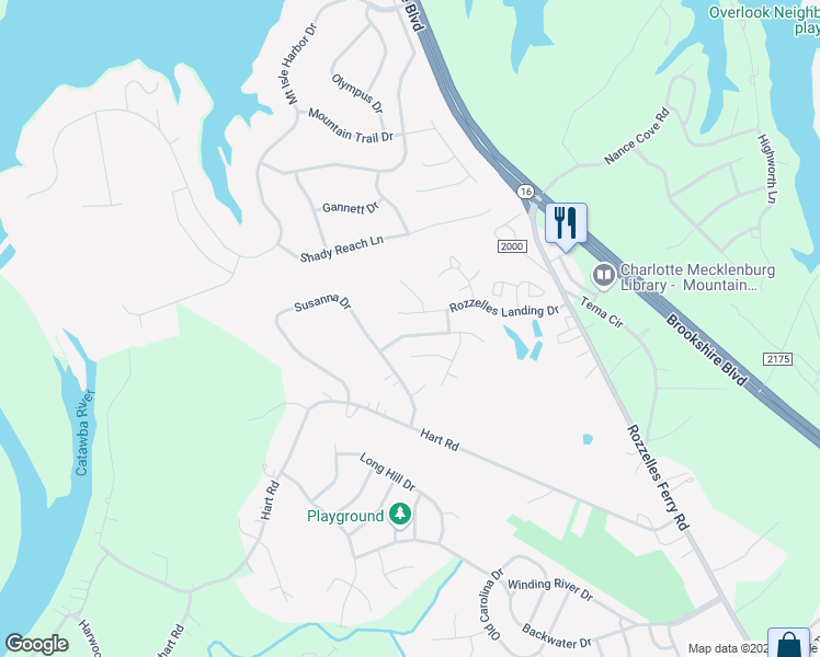 map of restaurants, bars, coffee shops, grocery stores, and more near 2339 Richard Rozzelle Drive in Charlotte