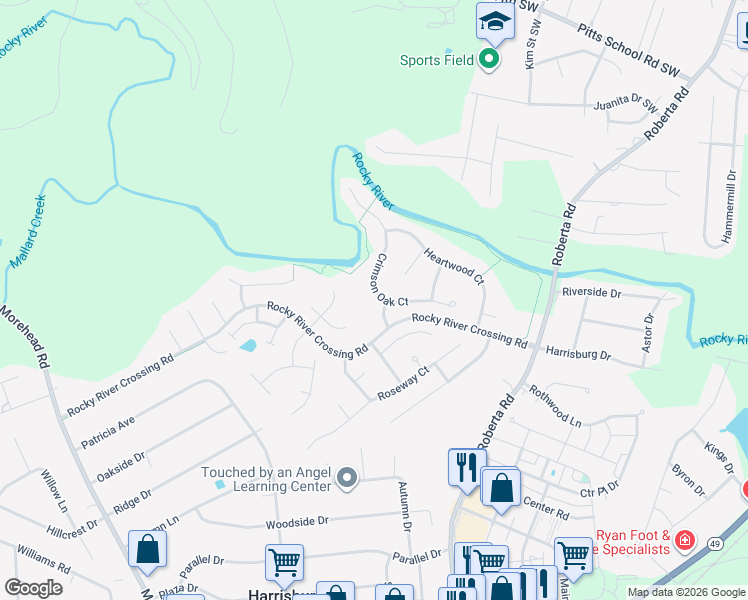 map of restaurants, bars, coffee shops, grocery stores, and more near 5854 Crimson Oak Court in Harrisburg