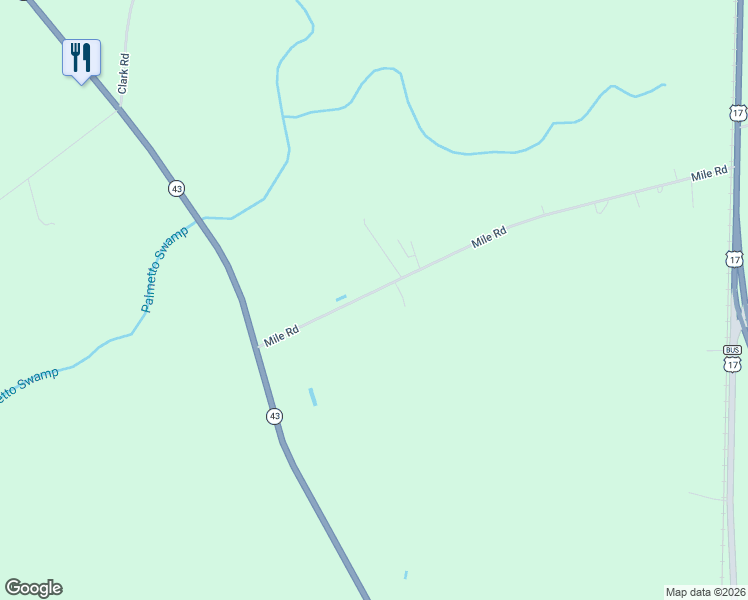 map of restaurants, bars, coffee shops, grocery stores, and more near 635 Mile Road in Vanceboro