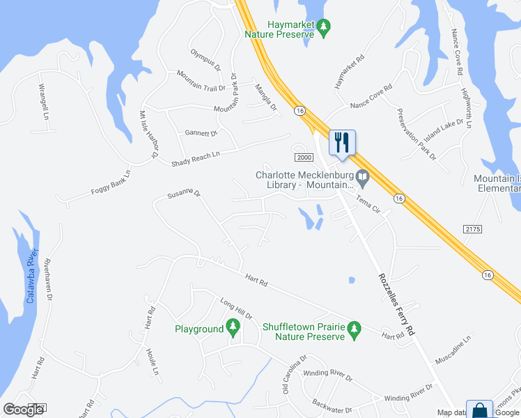 map of restaurants, bars, coffee shops, grocery stores, and more near 2435 Richard Rozzelle Drive in Charlotte